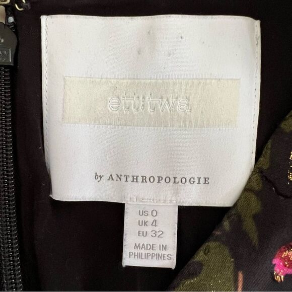 Anthropologie Ett Twa Brenda Jumpsuit Dark Floral Metallic Size 0 Party - Picture 8 of 15